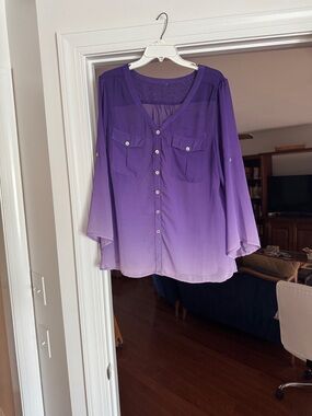 Chicos, size 3, Sheer Ombre Purple Button-Front Women’s Blouse